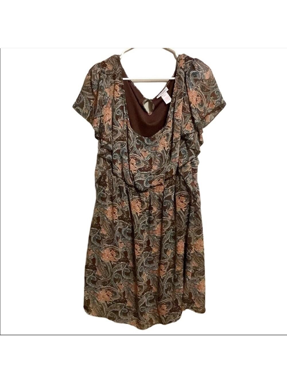 Loop 18 Vintage PAISLEY Flutter Sleeve Baby Doll Dress Size 9/11